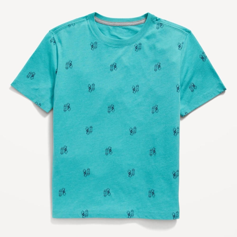 🛹 Old Navy Boys Softest T-Shirt - Light Turquoise Blue Skateboard Print